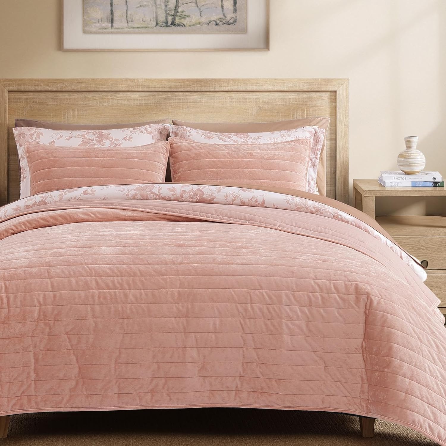 Queen Quilt-3 Pieces Lightweight Bedspreads Olive Green Queen Size Quilt Bedding Set for All Seasons, Soft Summer Coverlet with 2 Pillow Shams Suitable for Bed & Couch